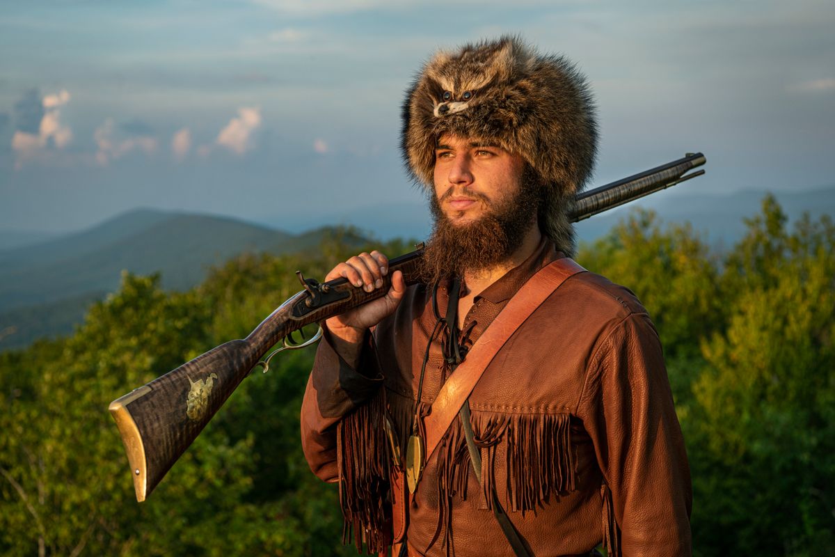 WVU Mountaineer Mascot 67, Colson Glover a native of Lewisburg poses for photos at surrounding locations near his hometown, July 21, 2020. (WVU Photo/Greg Ellis)